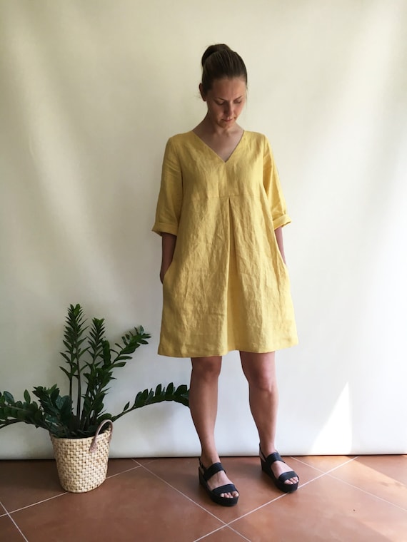 Linen Tunic 'yvette' Size Tunic Linen Dress for | Etsy Canada