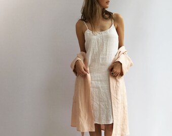 Linen Slip Dress, Base Layer, Underdress, Night Dress, White nightgown, linen dress, Sleeveless linen dress, gift