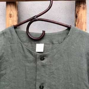 Buttoned Linen Kaftan 'Jamie', Kaftan Robe with Buttons, Button Up Man robe, Plus size Gift for man, boyfriend gift, linen pyjamas Man gifts image 5