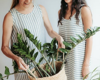 Simple Linen Summer Dress 'Greta', Linen Jumper Dress 'Greta', Summer Pinafore Dress, Natural Linen, Striped Linen Dress