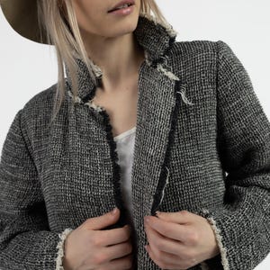Linen and Wool Jacket &#39;Berta&#39;, Linen Blazer for Women, Linen Coat, Linen Cardigan, Rustic Jacket, Rustic Blazer