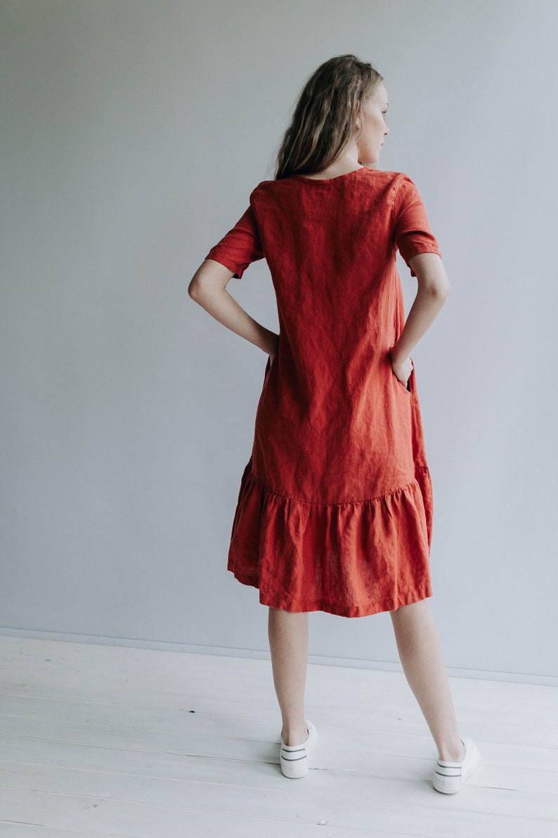 Drop Waist Dress 'Juliana' A line Dress from Linen image 4