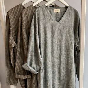 Kaftan de lino para hombre 'Michael', lino de bata, caftán de lino para hombre, bata de talla grande, caftán de hombre, caftán de talla grande, pijama de regalo de Navidad Loungewear