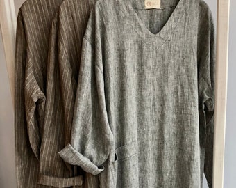 Mens Linen Kaftan &#39;Michael&#39;, robe linen, mens linen kaftan, Plus size robe, men&#39;s kaftan, plus size caftan, Christmas gift pyjama Loungewear