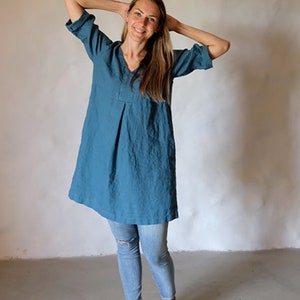 Linen Tunic 'Yvette', Plus size tunic, Linen Dress for Women, Linen Tunic Dress, Womens tunic, loose linen tunics, plus size clothing, tunic image 3