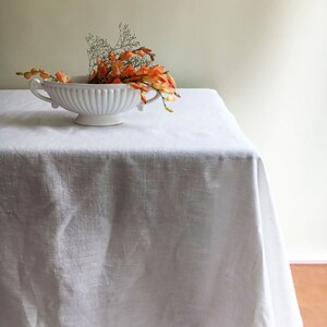 White Linen Table Cloth, Pure White Linen, Tablecloth Rectangle, Tablecloth Square Pure White Tablecloth linen Tablecloth Creamy White linen image 3