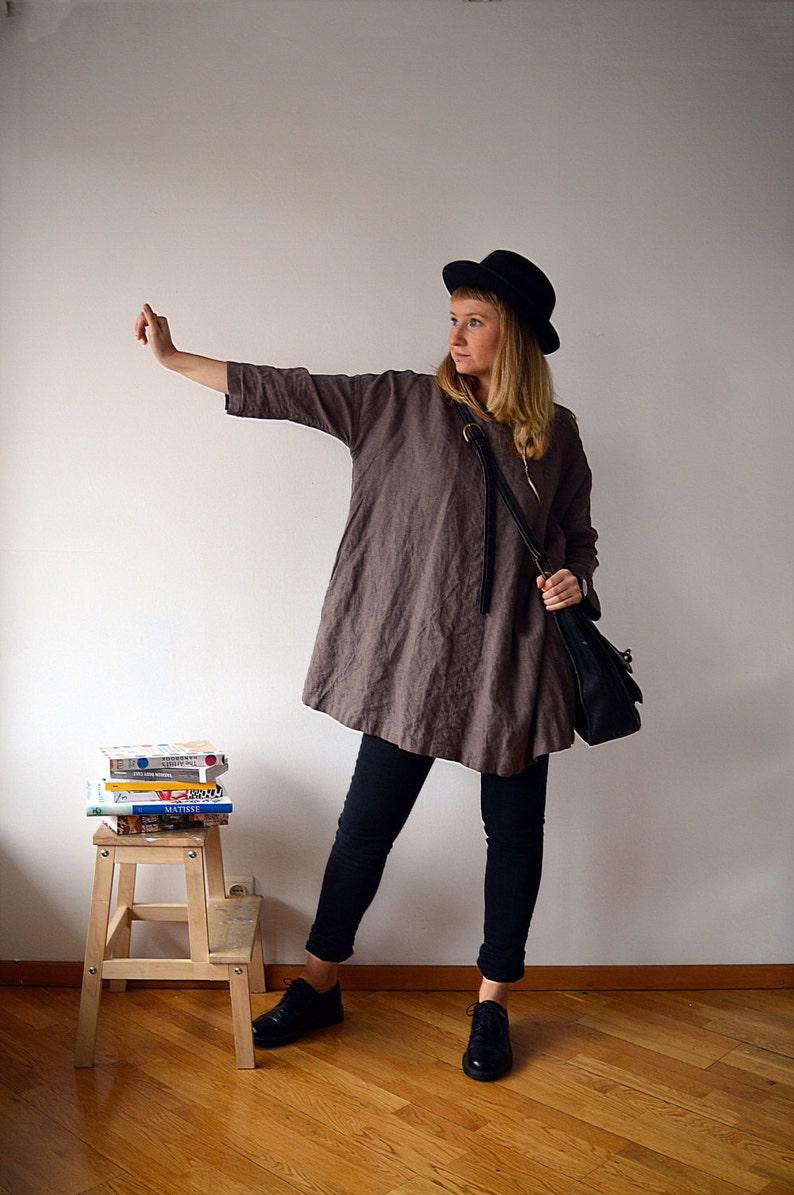 Plus Size Tunic Oversized Tunic Linen Tunic Dress Womens Etsy Australia