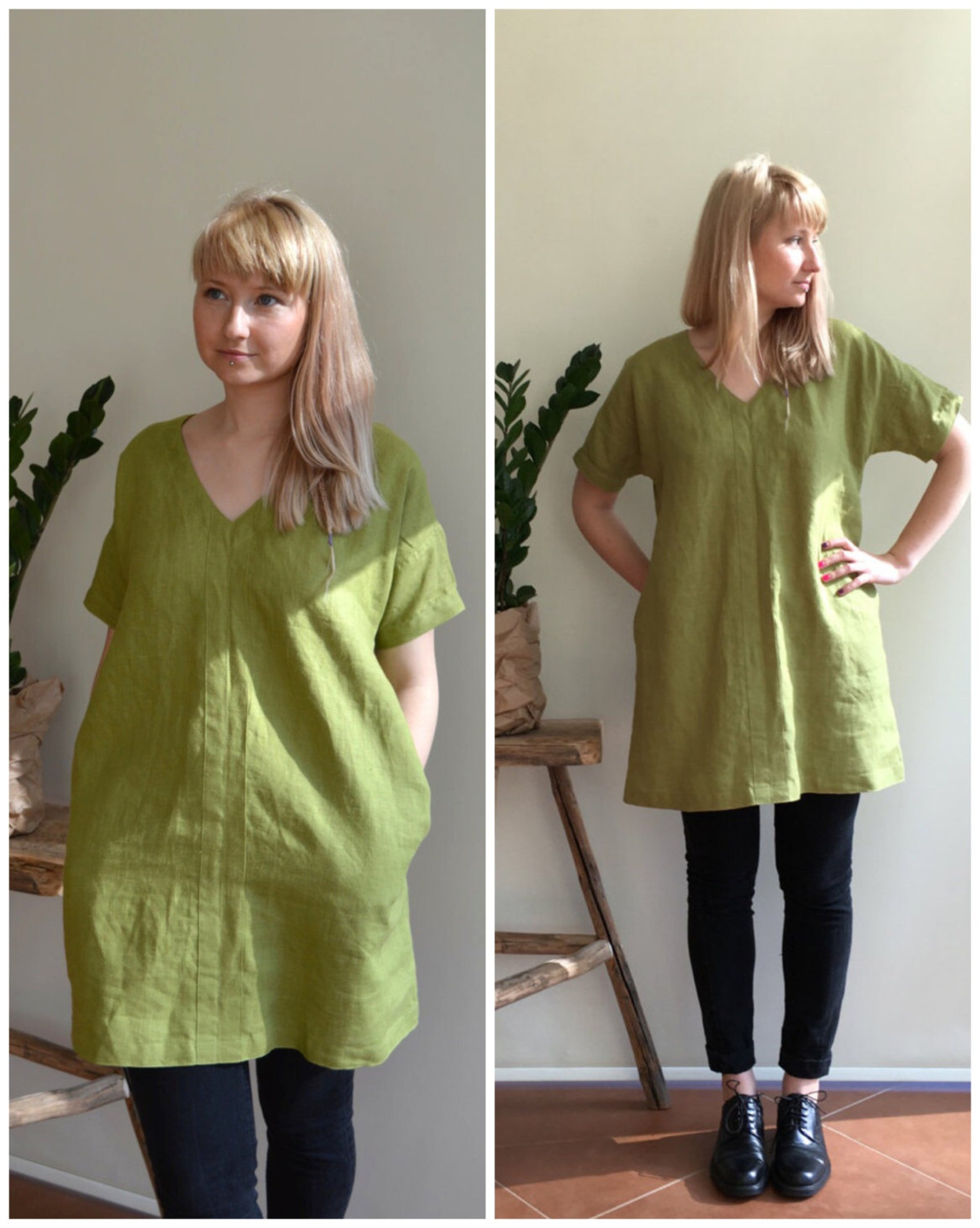 Linen Tunic Dress Green Tunic Womens Tunic Plus Size Tunic Etsy