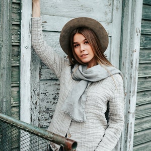 Womens Linen Jacket &#39;Alicia&#39;, Linen and Wool Jacket for Women, Custom Sized Jacket Boho