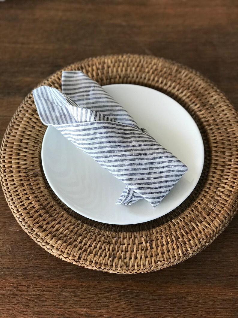 Set of 14 Striped Linen Napkins Linen Napkins Cloth Dining Etsy