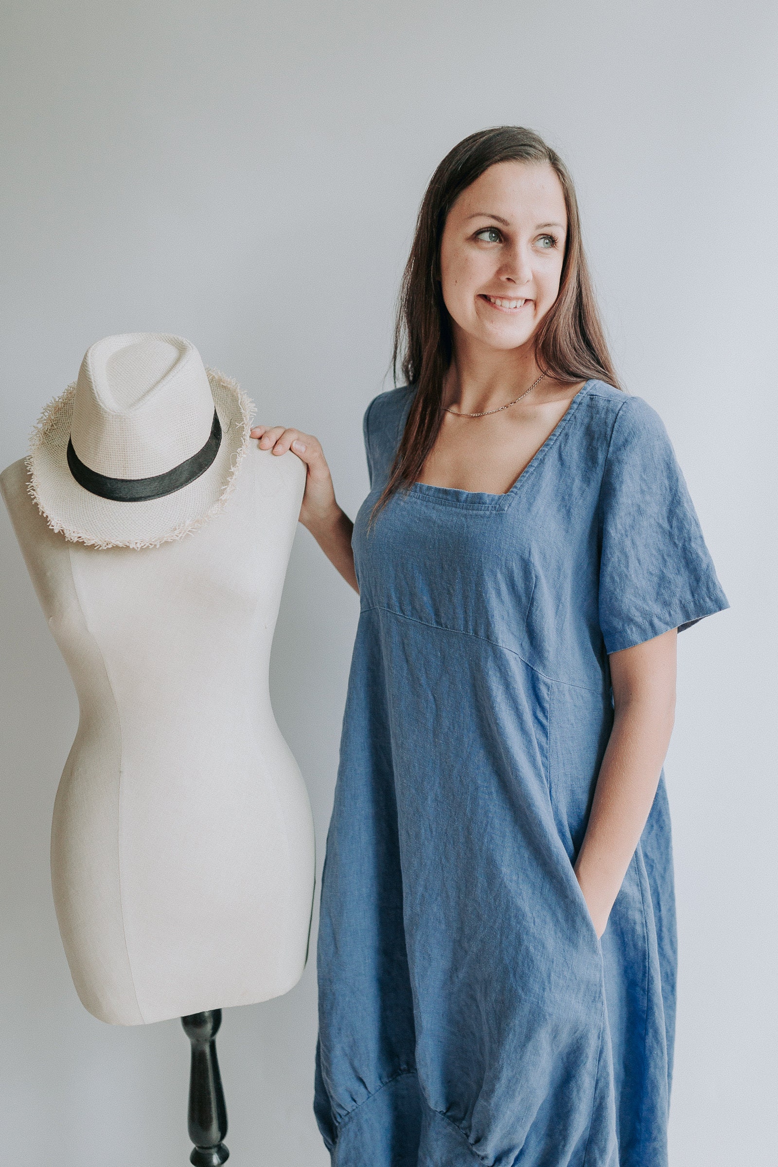 Linen Dress Samantha Long Summer Sleeveless Dress - Linenbee