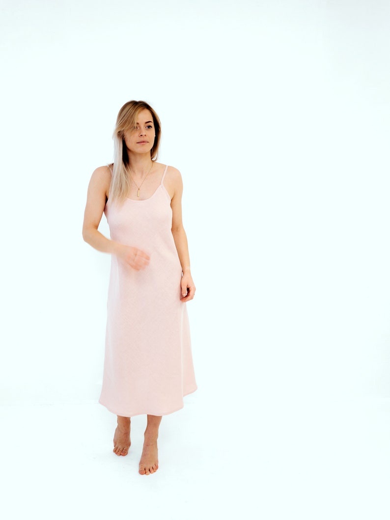 Bias cut linen slip dress