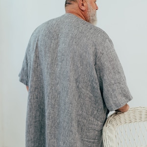 Linen Mens Kaftan "Douglas", mens robe linen, mens linen kaftan, men caftan, plus size robe, men's kaftan, plus size caftan, men gift pyjama image 5