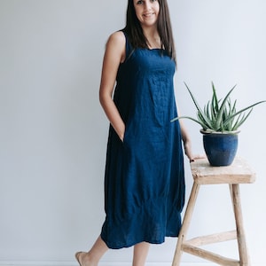 Linen Dress &quot;Samantha&quot; Long Sleeveless Dress Summer, Linen Beach Dress, Womens Dress, Plus Size Dress, Loose Linen Dress Women Beach Dress