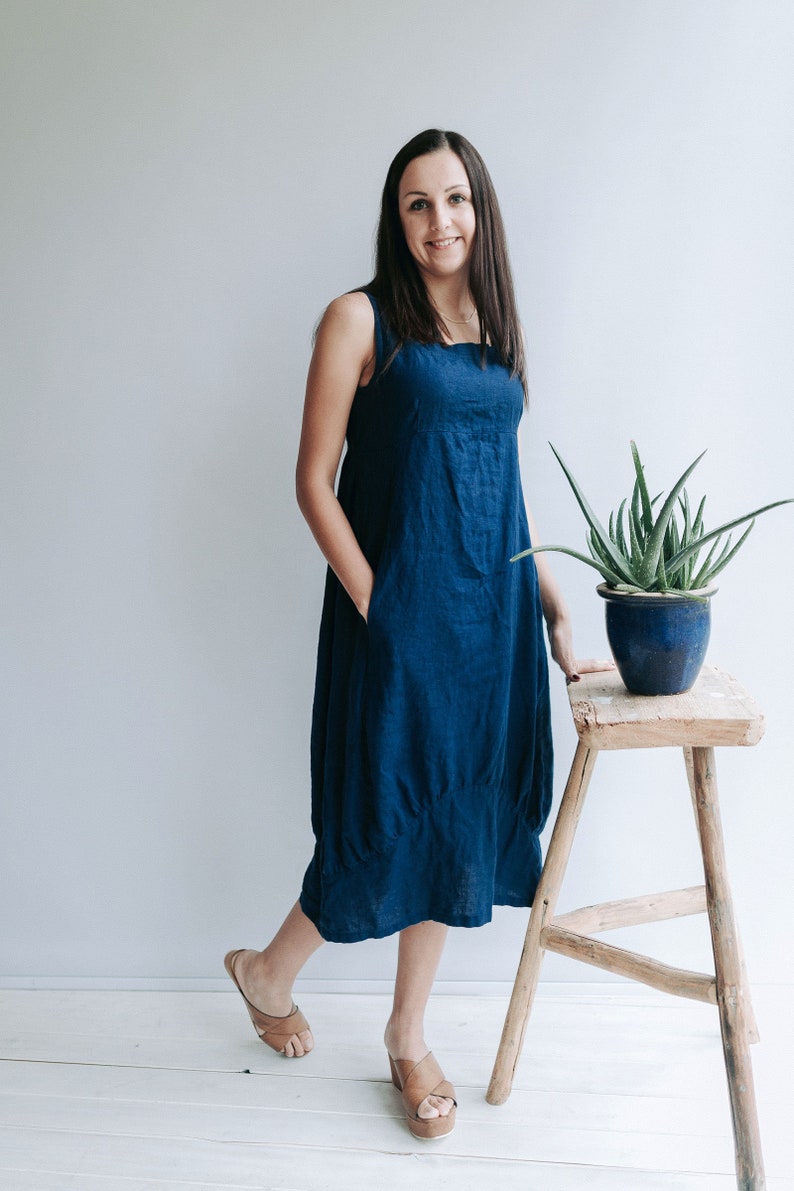 Linen Dress Samantha Long Sleeveless Dress Summer, Linen Beach Dress, Womens Dress, Plus Size Dress, Loose Linen Dress Women Beach Dress image 1