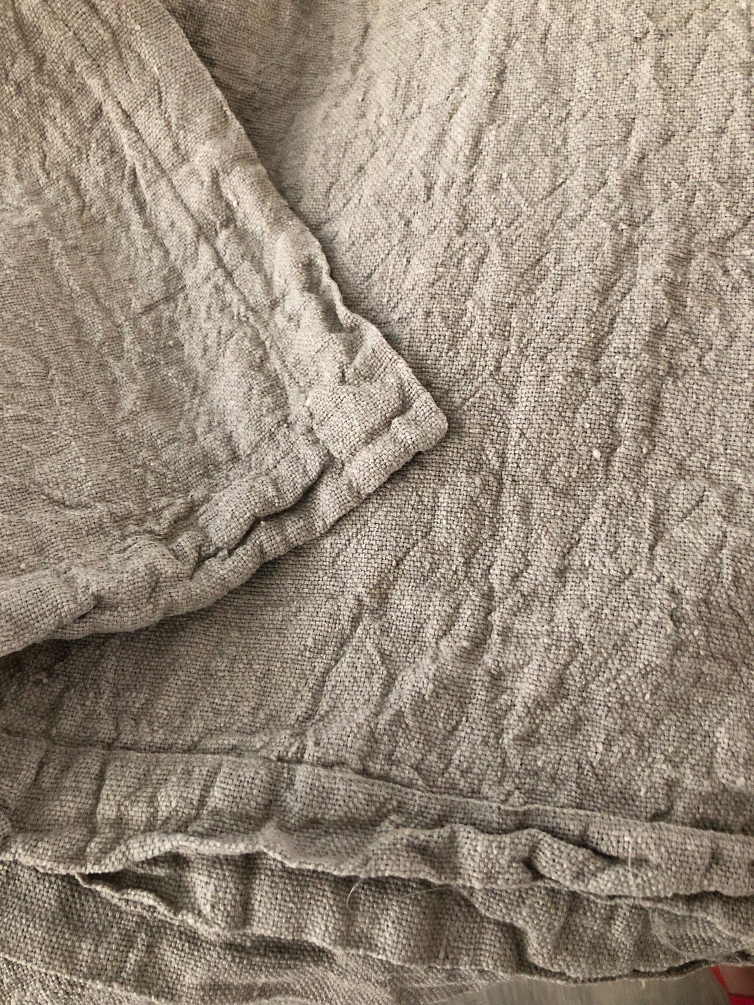 Linen Throw Blanket, Linen Bed Cover, Textured Linen Blanket, Grey