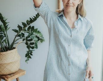 Womens Shirt Dress 'Maia', Linen Shirt, Button up shirt dress Women, Tunic Shirt, boyfriend shirt, linen jacket, Linen Top plus size