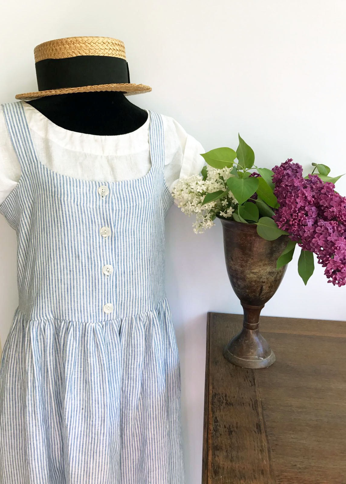Sleeveless Linen Dress Button up Jumper 