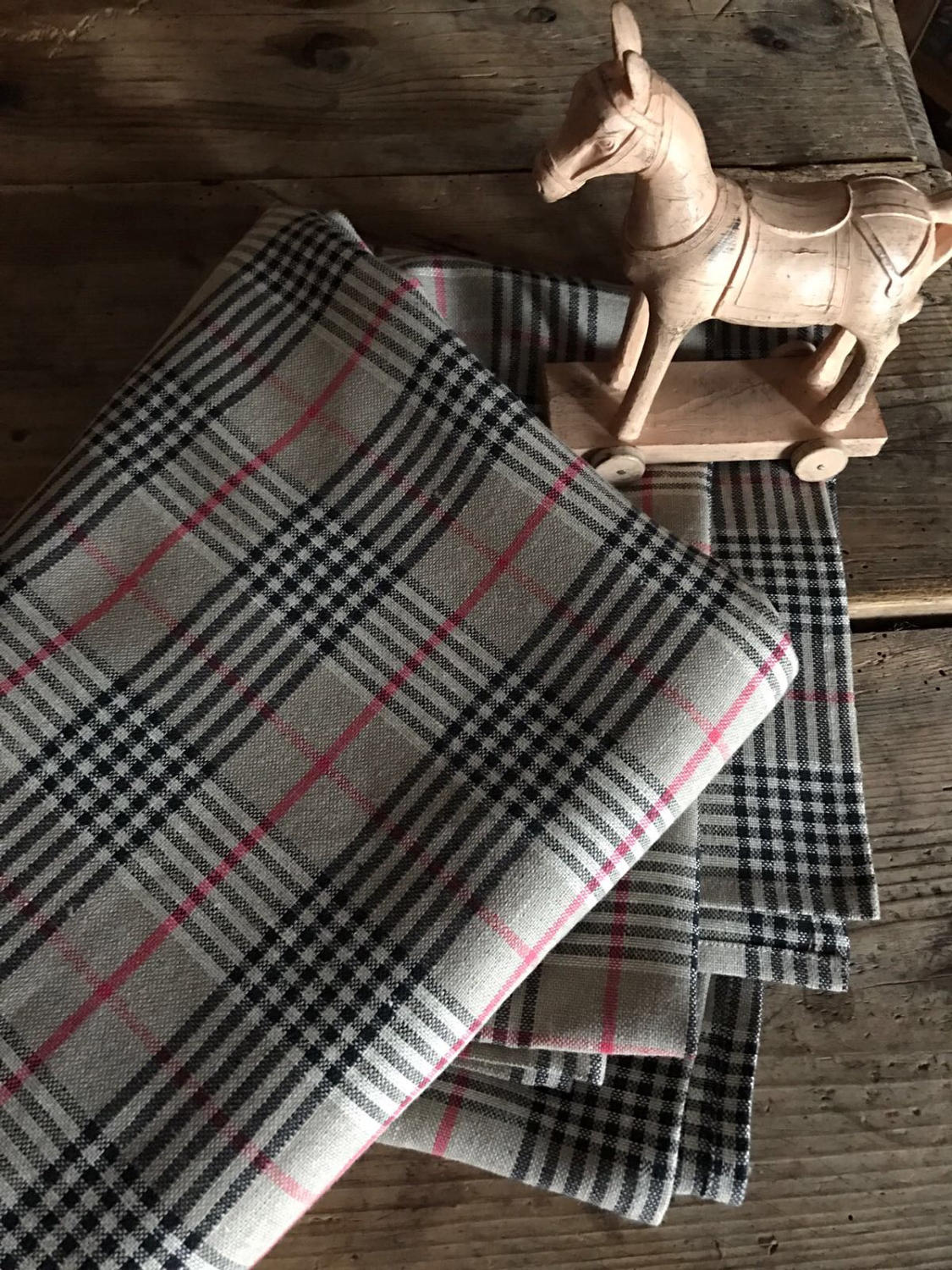 Checkered Tablecloth, Tartan Tablecloth, Natural Linen Table cloth