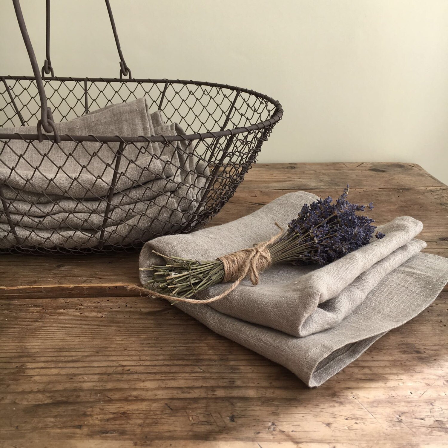 Rustic Kitchen towels, Set of four Linen Towels - Linenbee