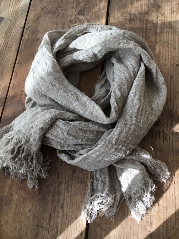 Linen Scarf Rustic Shawl Linen Shawl Extra Long Scarf Pure Etsy