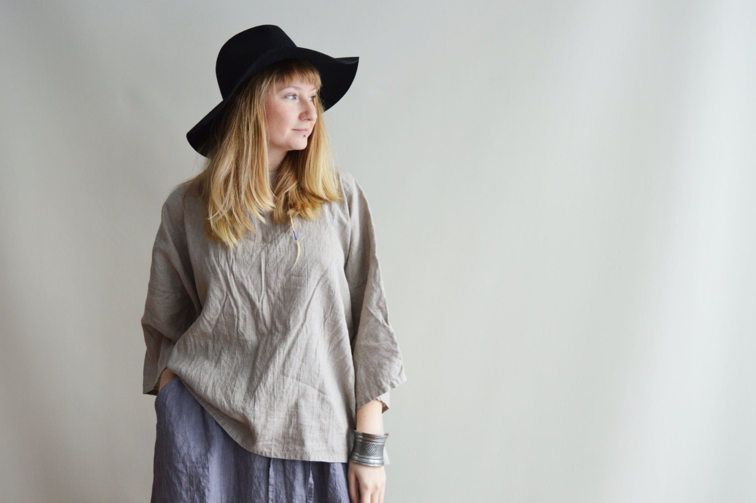 Oversized Linen Top Boxy Top Plus Size 