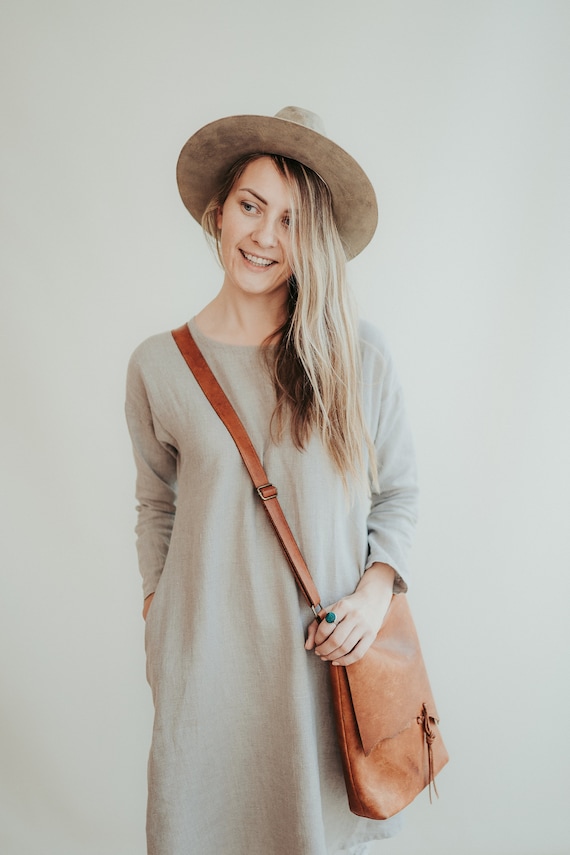 Linen Dress "Eva" Natural Linen Dress, Linen dress for women, , Loose Linen Tunic Dress, Plus size dress,Dress with pockets