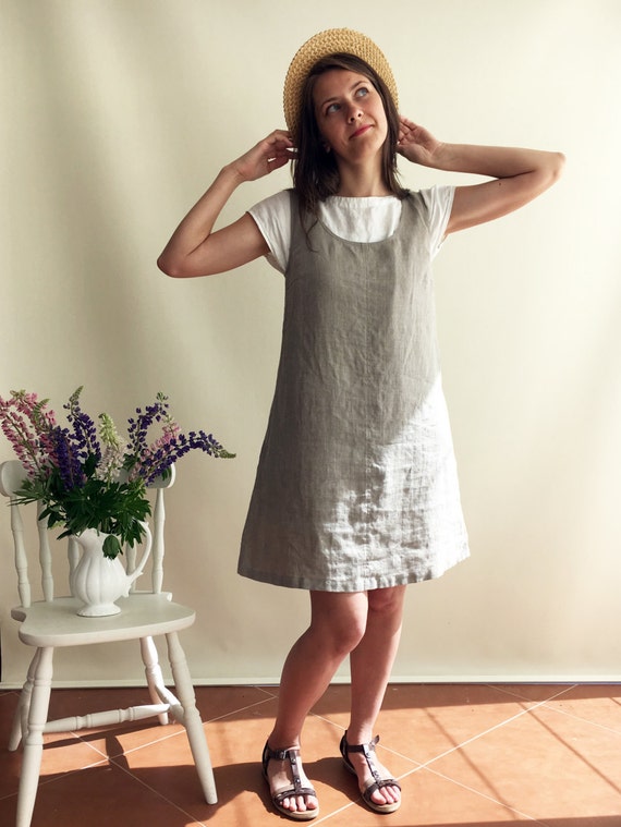 Linen Jumper Dress, Pinafore Dress, Linen Dress, Sleeveless Dress, Natural  Dress, Summer Dress, Plus Size Sundress, Linen Dress Women Jumper -   Canada