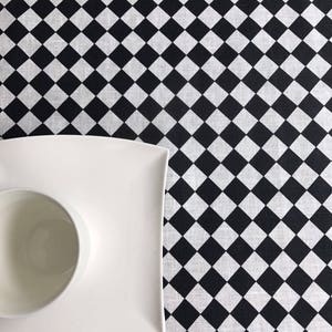 Fashion Checkered Cotton Checks Table Cloth (Black)