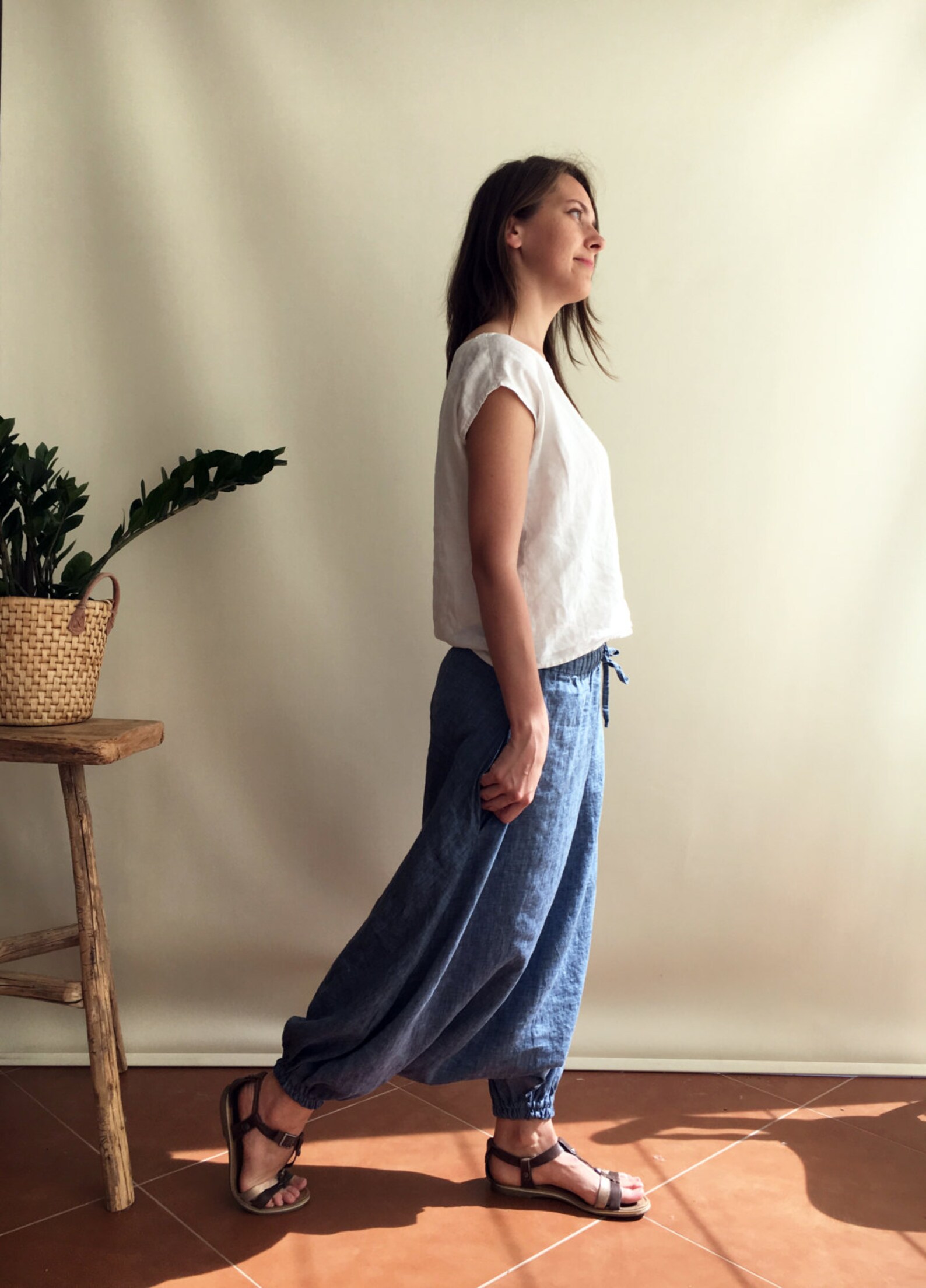 Linen Harem Pants Linen Yoga Pants Linen Trousers Baggy Etsy
