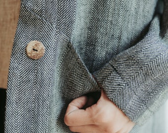 Linen Jacket, Womens Linen Jacket "Cate", Linen Coat, Linen Cardigan, Jacket with Pocket and Buttons