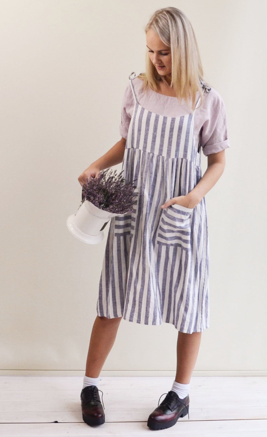 Linen Strap Dress Linen Jumper Dress 