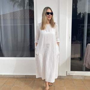 Linen Dress "Debra", Plus size Dress with Pockets, Linen Dresses for Women, Long Dress, Linen Summer Dress