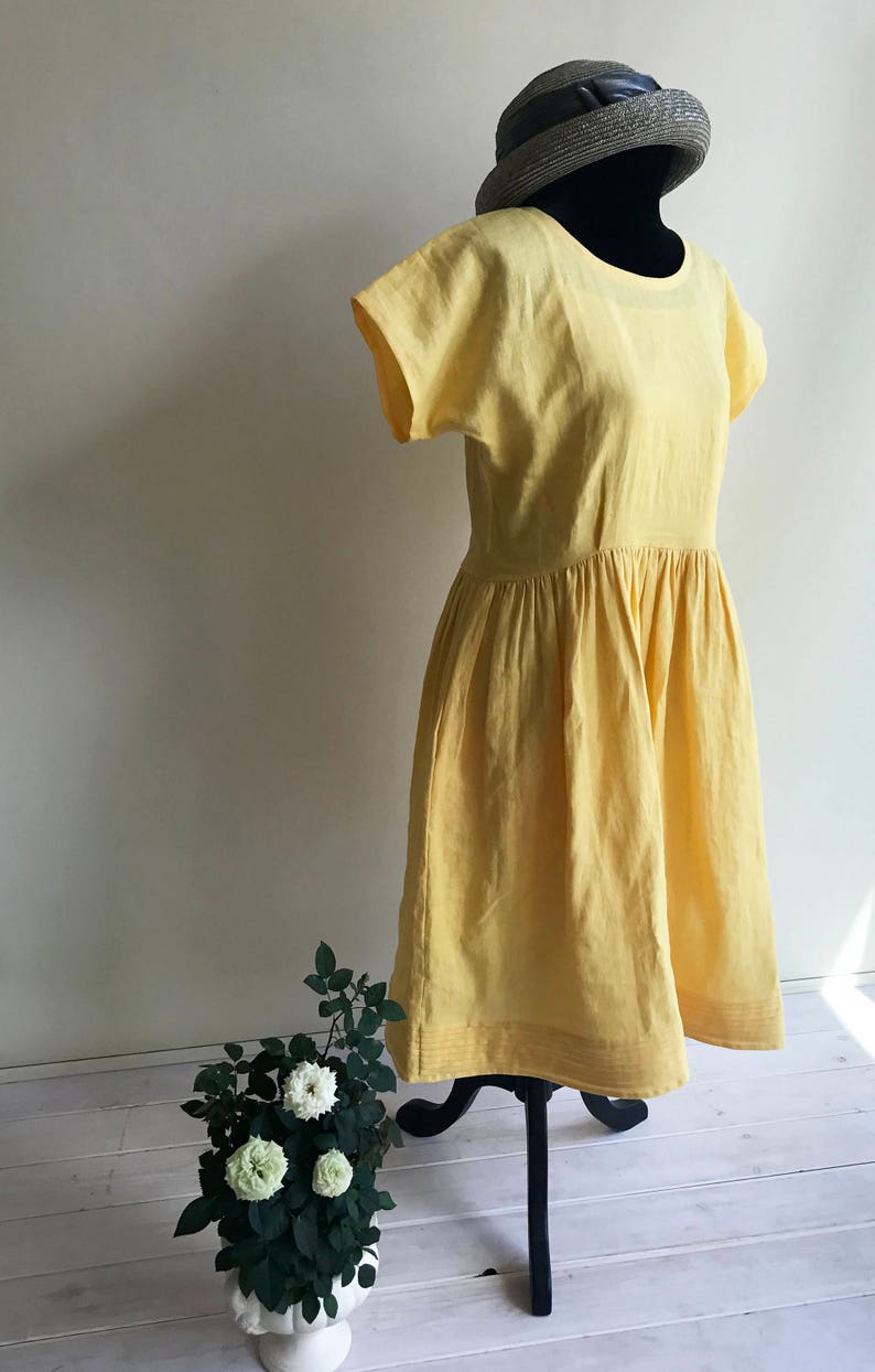 Linen Dress in Green, Midi dress, Dress with sleeves, Dress Woman, Summer Dress, Bridesmaid Dress, Linen Dresses for Women, Romantic dress image 6