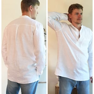 Linen Shirt Men, Mens Shirt, White Linen Shirt Dress, Long Sleeve Loose ...