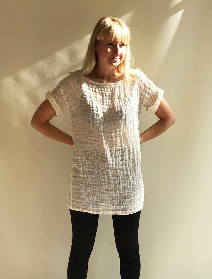 Gauze Linen Top in Creamy off White , Boho Womens Top