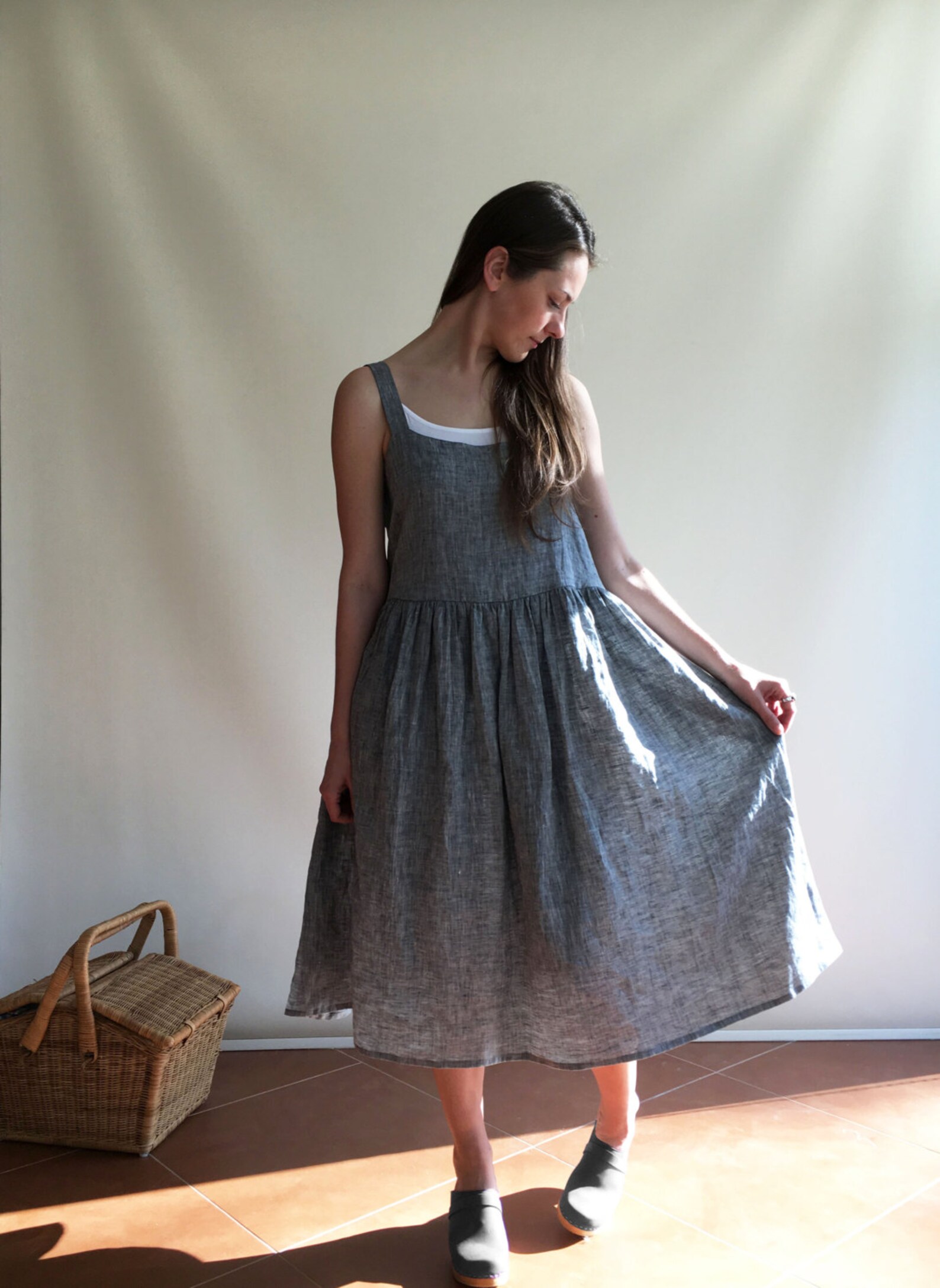 Linen Dress Pinafore Dress Sleeveless Maxi Dress Pinafore Etsy
