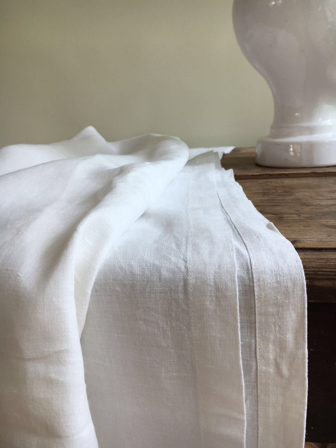 White Linen Table Cloth, Pure White Linen, Tablecloth Rectangle