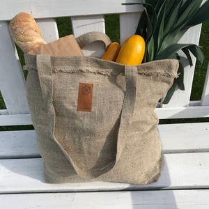 Sacola de compras de serapilheira, sacola de linho rústica, sacola de lona de linho natural, bolsa de linho, bolsa de tecido, bolsa de ombro, bolsa marrom cinza