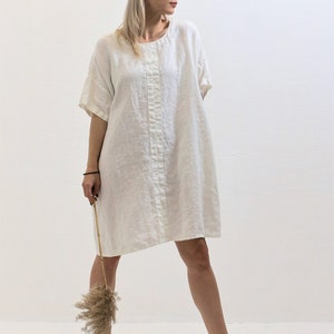 Loose Linen Tunic Dress with Short Sleeves, Linen Tunic for Women, Plus size tunic, Tunic tops, Linen tunic, tunic shirt, Women's Tunic image 6