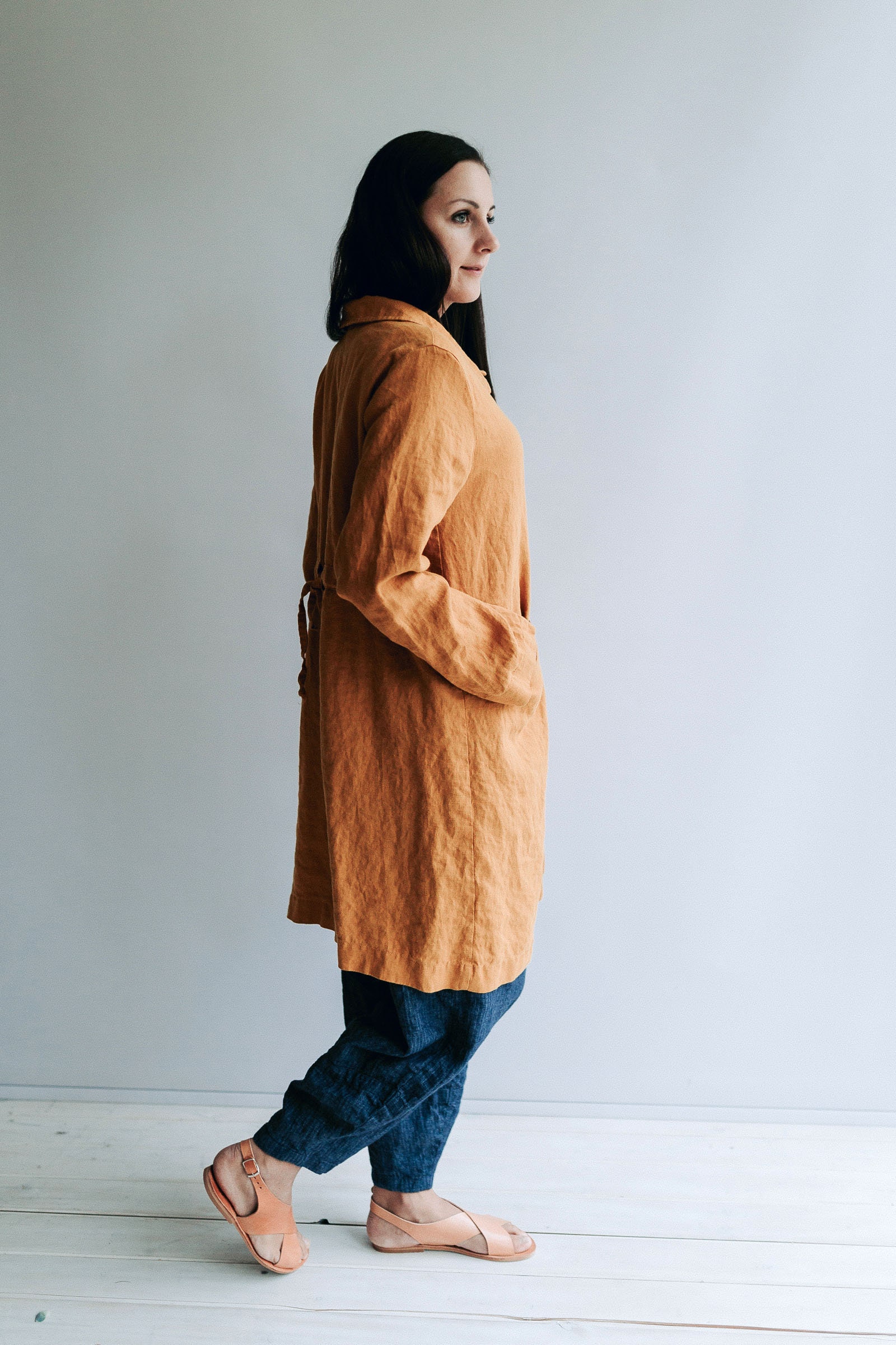 Linen Smock Jacket 'Kim Long' Linen Jacket, Long Linen Duster, Womens