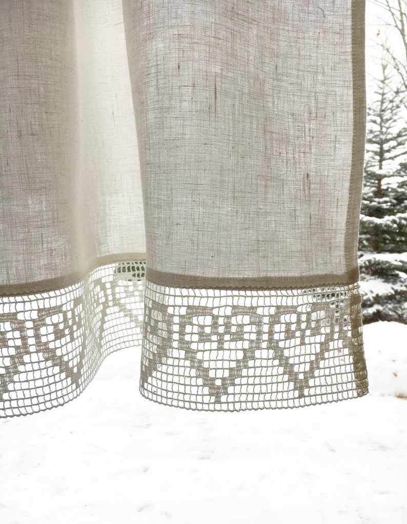 White Linen Curtain Linen Valance Linen Kitchen Curtain Etsy