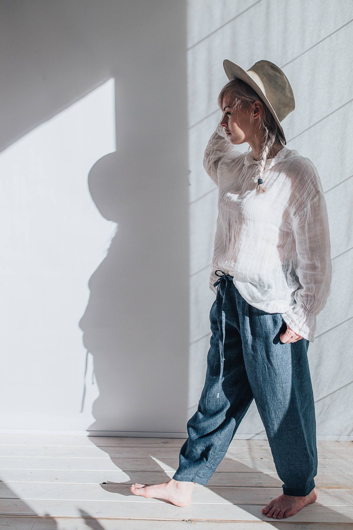 Loose Linen Pants Linen Yoga Pants Linen Trousers Baggy Etsy Australia