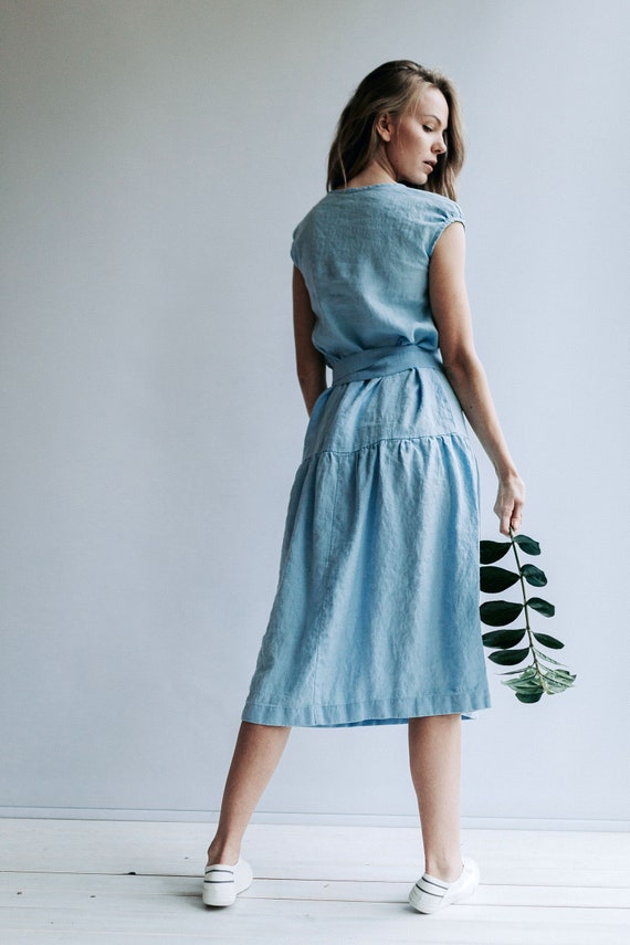 Dress from Linen, Drop Waist Maxi Dress, Dress Woman, Summer Dresses for Women, Linen Dresses for Women, Dress with Belt Dress from Linen, Drop Waist Maxi Dress, Dress Woman, Summer Dresses for Women, Linen Dresses for Women, Dress with Belt