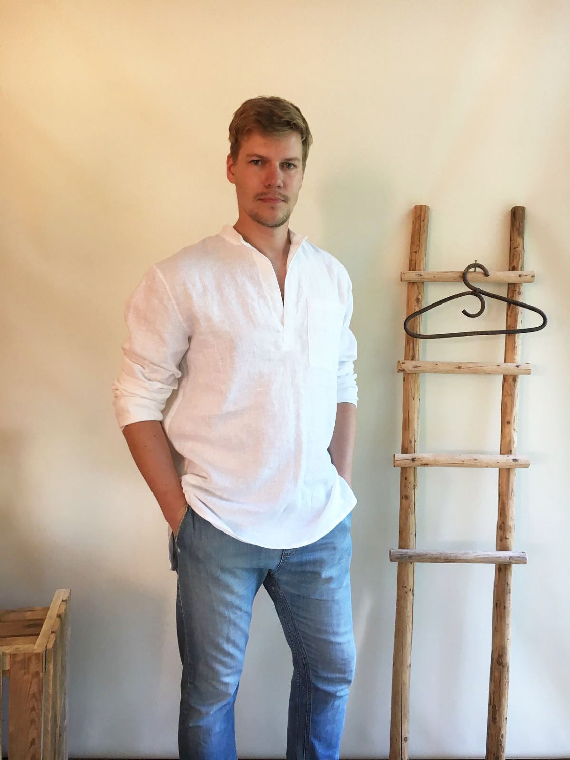 Linen Shirt Men, Mens Shirt, White ...