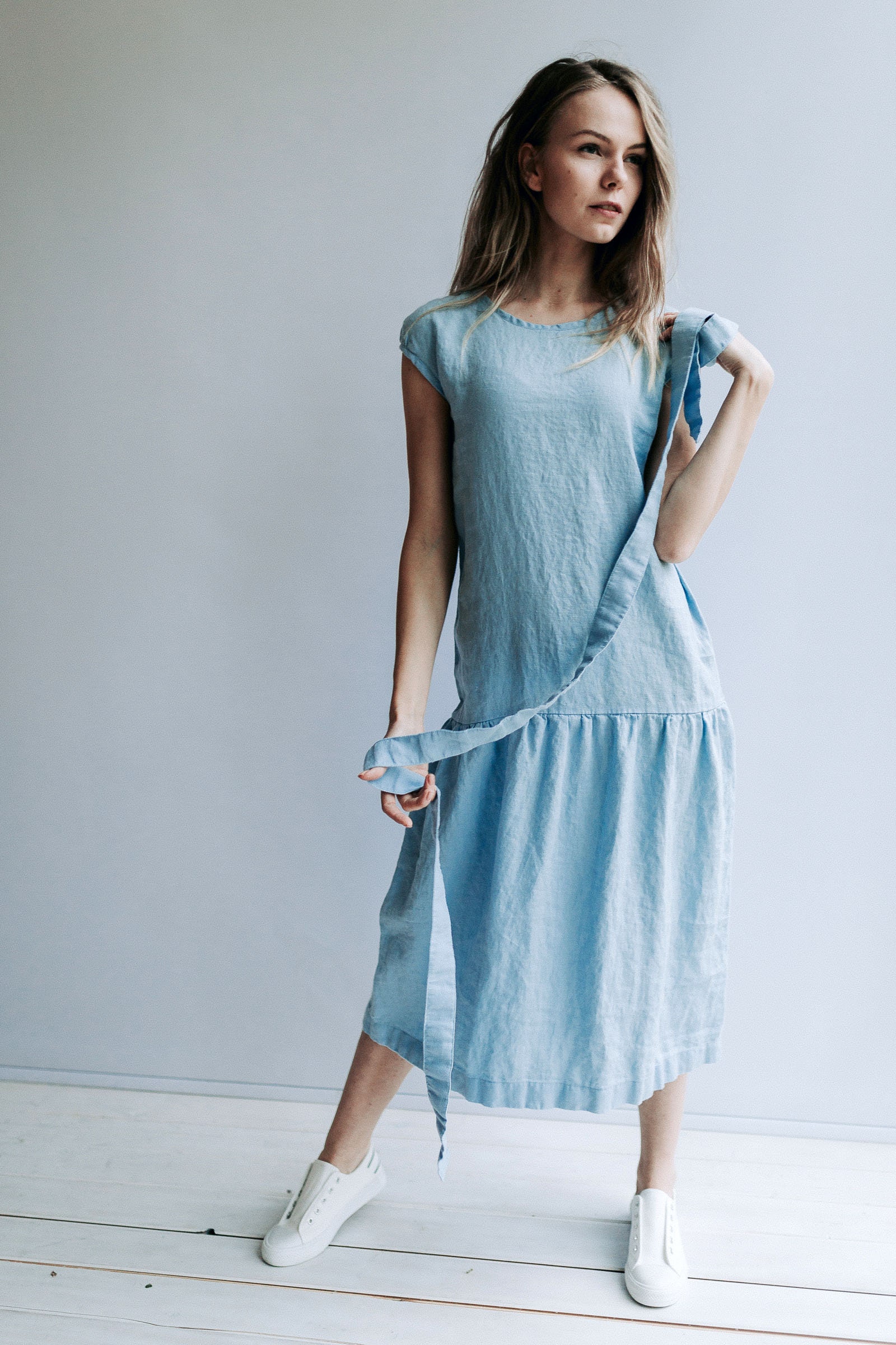 Linen Drop Waist Maxi Dress Dress ...