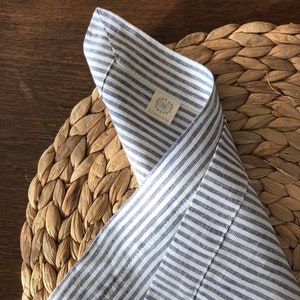 Set of 14 Striped Linen Napkins, linen napkins, cloth dining napkins, grey blue white napkins, eco friendly wedding napkins, striped napkins