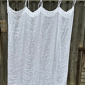 White Rustic Gauze Linen Curtain Panel, Window Curtains, Sheer Curtains, Linen Drapes, Long Curtain, Linen Curtains, Boho Curtains