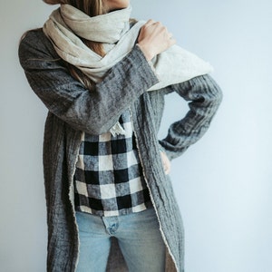 Linen and Wool Smock Jacket &#39;Berta&#39;, Linen Blazer for Women, Linen Coat, Linen Cardigan