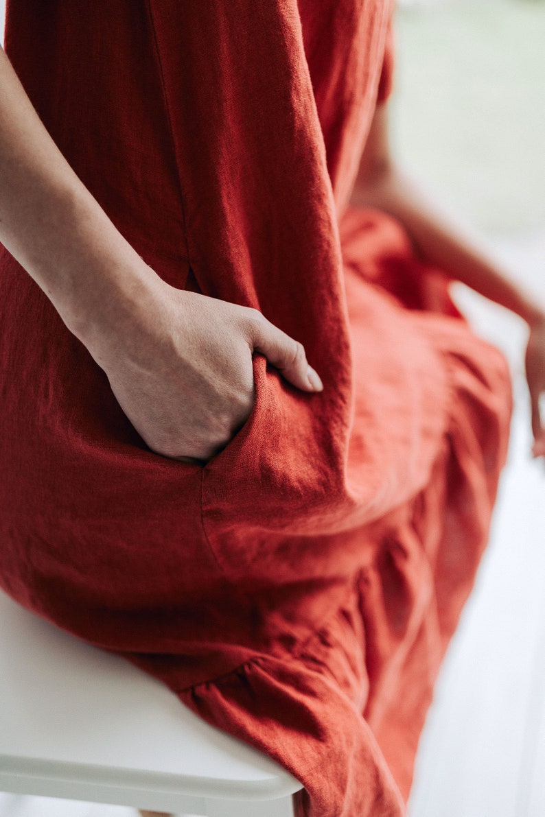 Drop Waist Dress 'Juliana' A line Dress from Linen image 6